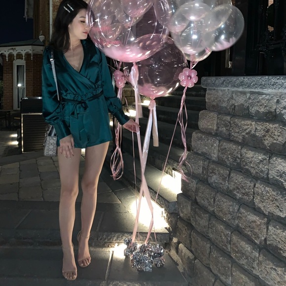 Turquoise satin romper - Picture 3 of 3